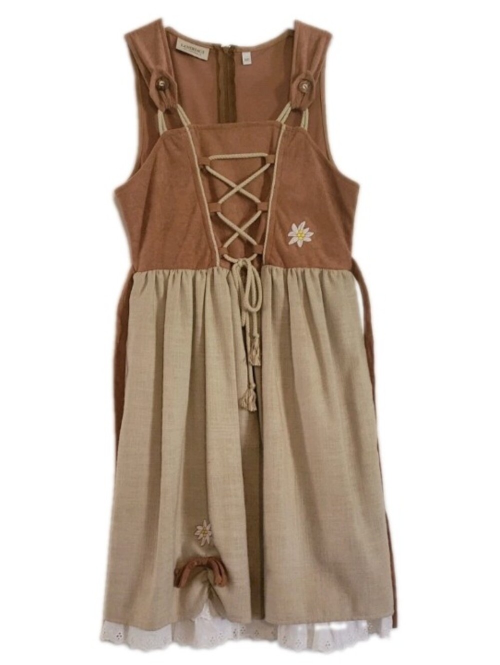 Landhaus Girl's Dirndle Pinafore Apron Dress Oktoberfest Lace Up Corset Mori Kei
